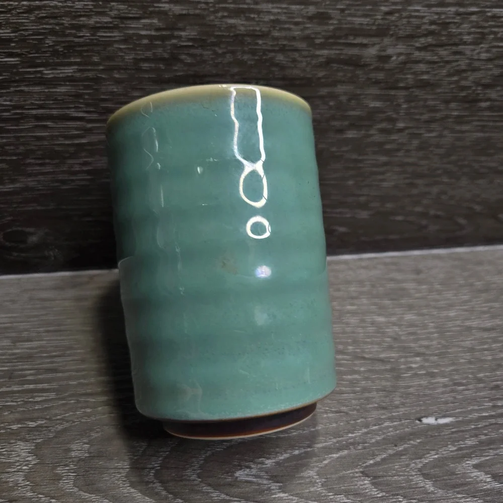 Green Glaze Ceramic Tea Cup 3.5